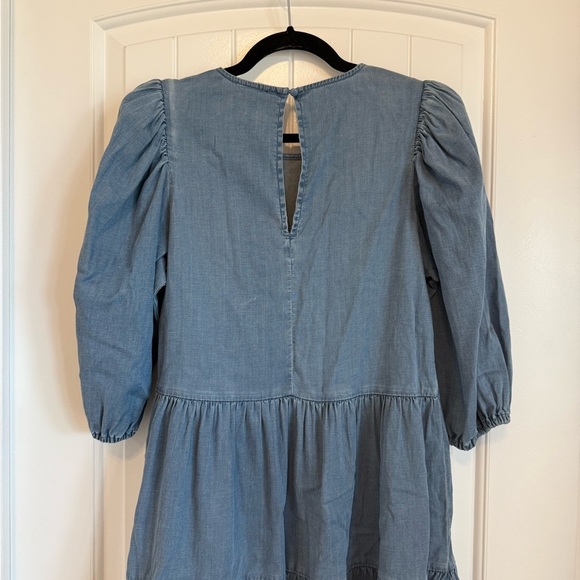 EXPRESS blue chambray boho mini dress women's M - Picture 6 of 8
